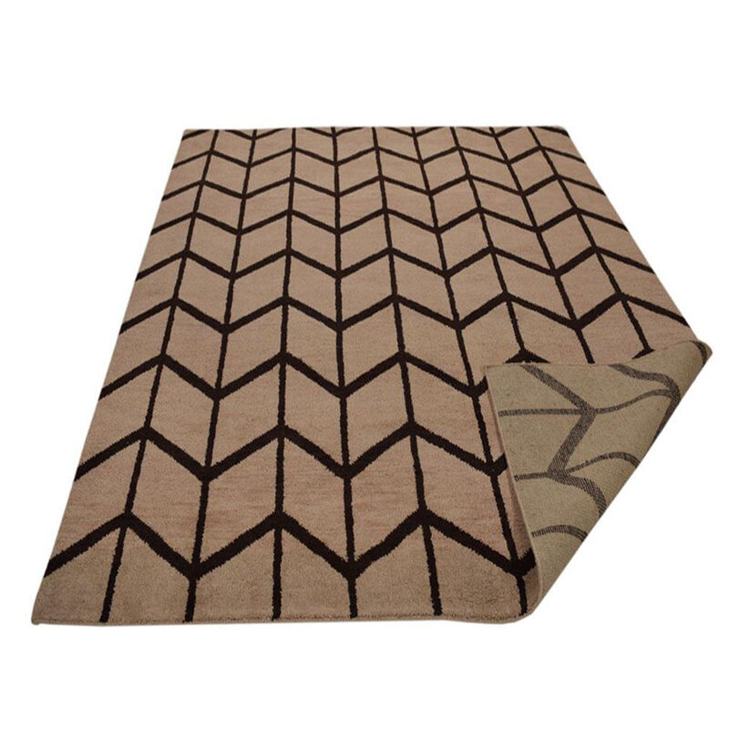 HAND KNOTTED WOOL Geometric AREA RUGS  - 9'x12', Rectangle Shape, Beige Brown Color, Geometric Modern, Medium Pile Handmade Area Rugs for Living Room, Bed Room (N01052)