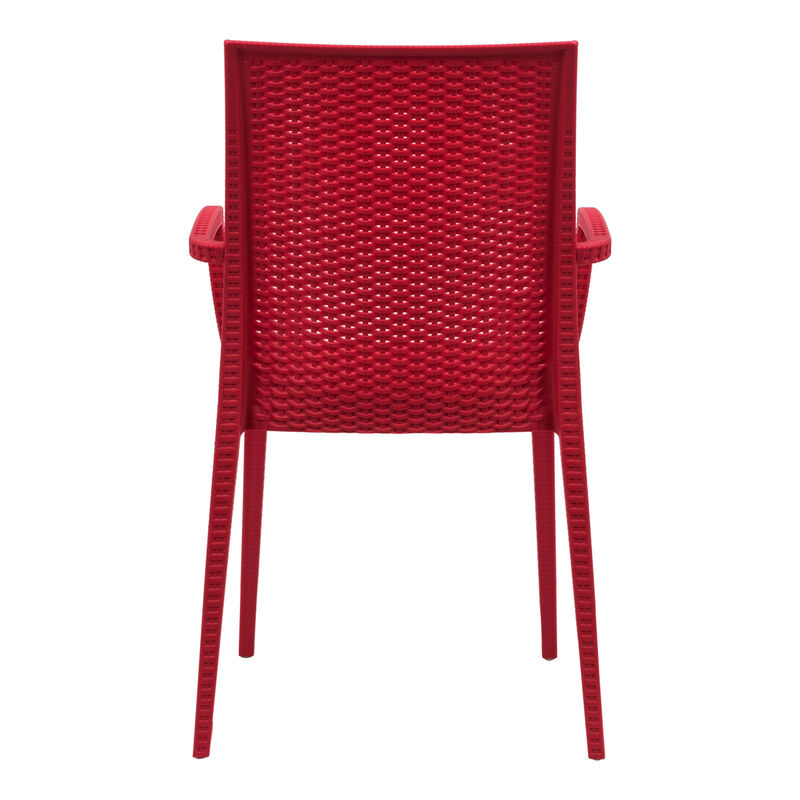 LeisureMod Weave Mace Indoor/Outdoor Chair (With Arms) in Green