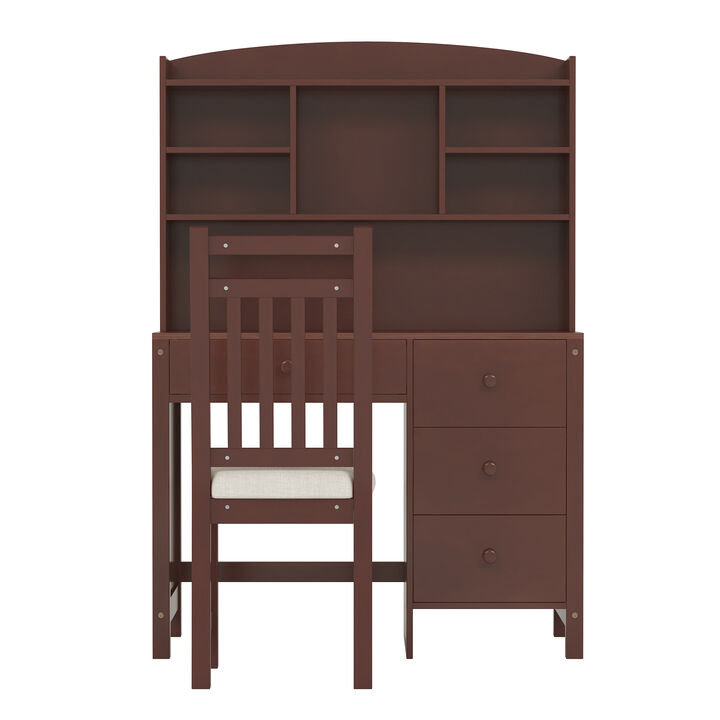 Merax Home Executive Desk and Upholstered Chair Set