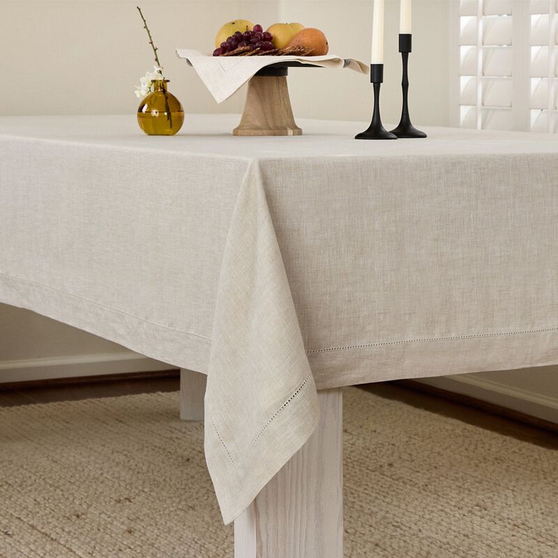 Solino Home 100% Pure Linen Tablecloth | Classic Hemstitch