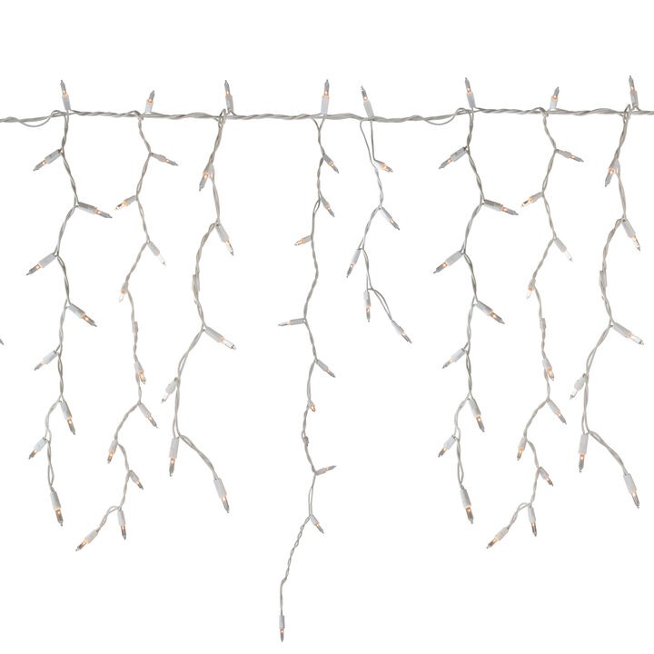 300 Count Clear Mini Icicle Christmas Lights  18ft White Wire