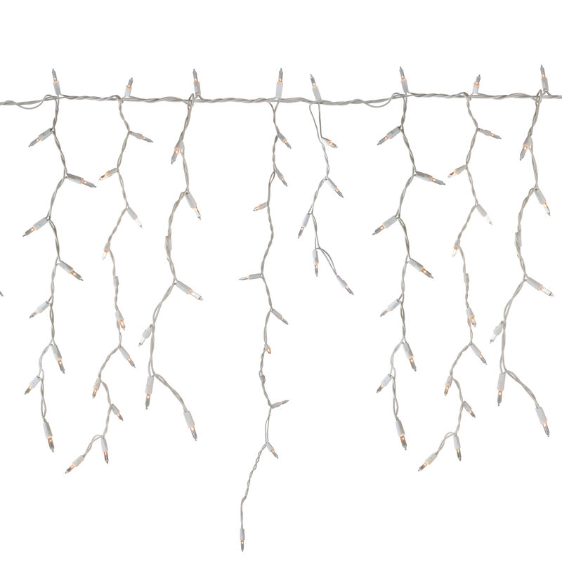 300 Count Clear Mini Icicle Christmas Lights  18ft White Wire