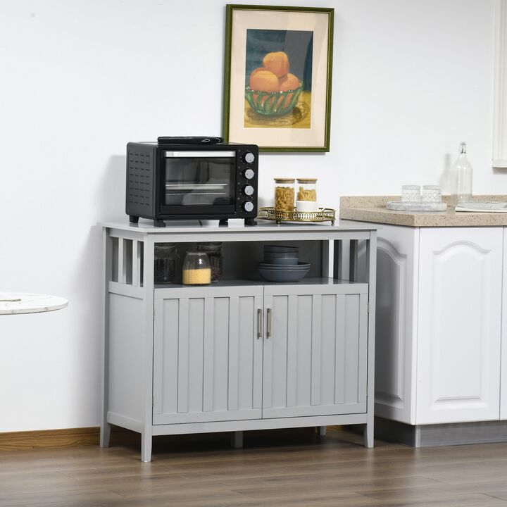 Gray Modern Storage: Ribbed Door Sideboard with Anti-Tip Feature