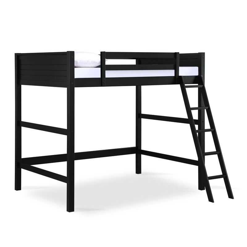 DHP Carlson Full Size Wooden Loft Bed with Ladder and Safety Railings