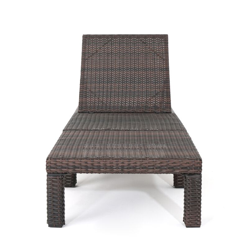 Jamia Chaise Lounger, Brown Wicker, Iron, Adjustable Backrest, 77 Inch