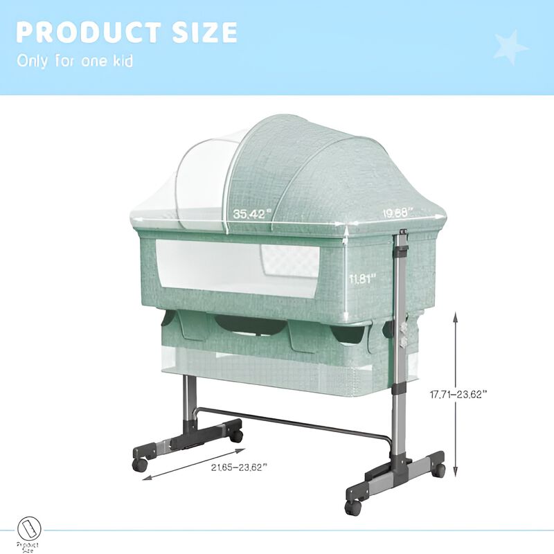 Baby Bassinet Bedside Sleeper 3-in-1 Adjustable Bedside Crib for Newborns & Infants