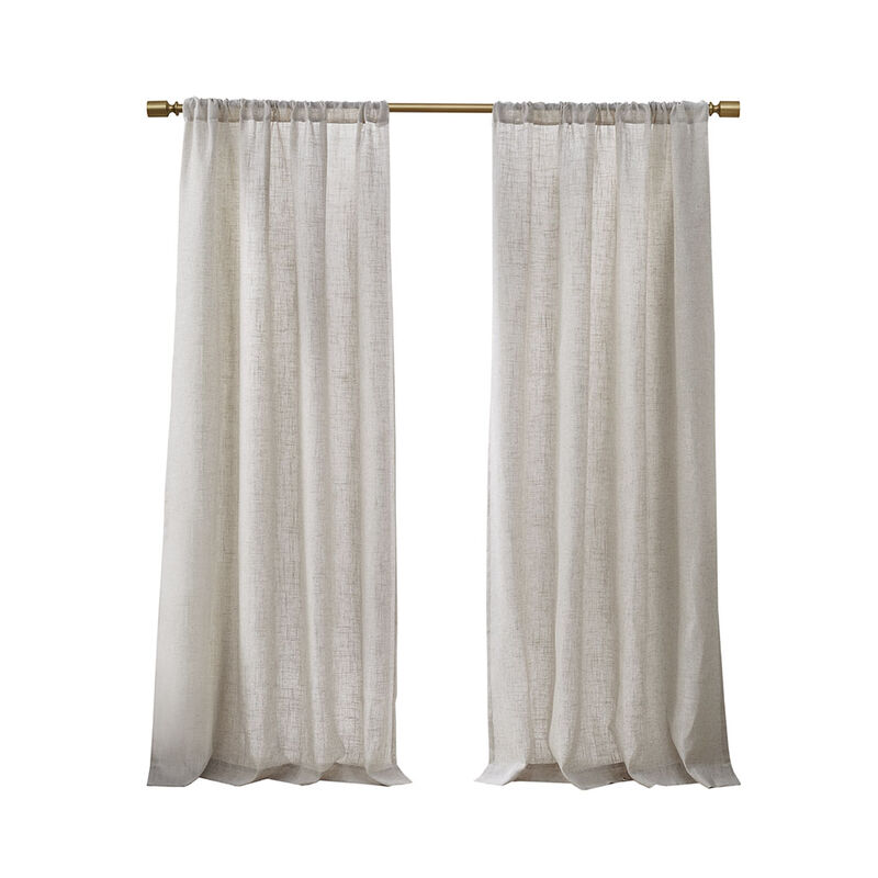 Gracie Mills Eulalie Light Filtering Linen Blend Lightweight Curtain Panel Pair