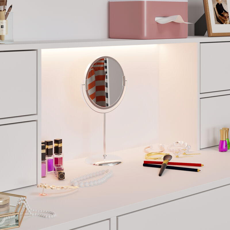 13-Drawer Dresser With Adjustable Lights And White Finish