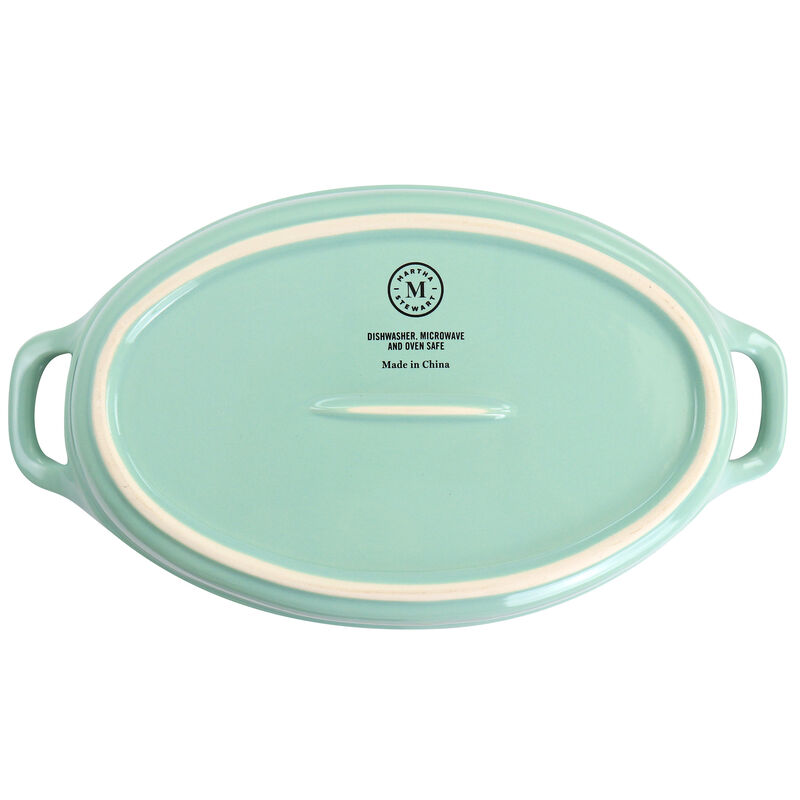 Martha Stewart Stoneware 2 Piece Oval Baker Set in Mint