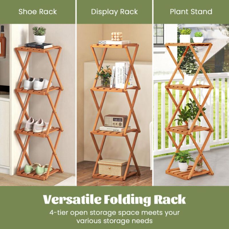Hivvago 4-Tier Folding Plant Rack and Free Standing Shoe Rack