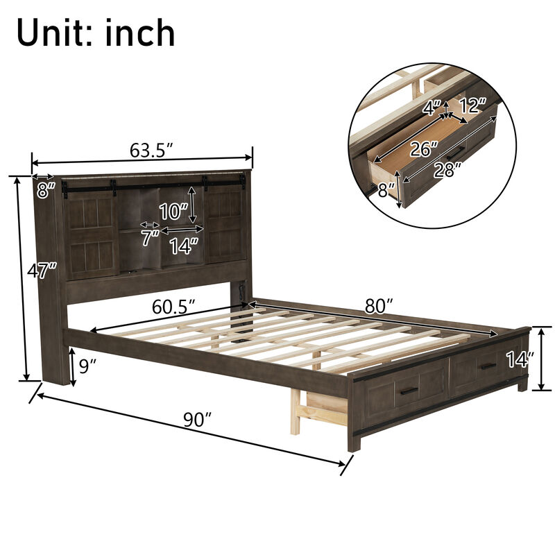 Merax LED Platform Bed with Headboard and USB