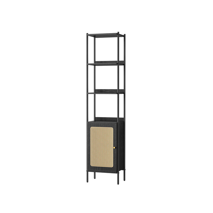 Bookcase with Rattan-Like Doors for Stylish Storage and Decorative Charm