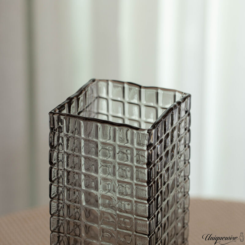 10 and 12-Inch Frosted Gray Glass Vases
