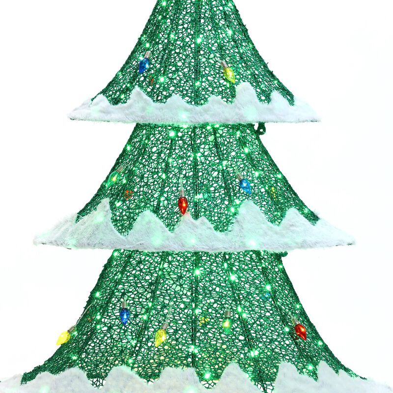 LuxenHome Lighted Green Christmas Tree Indoor and Outdoor Holiday Decoration