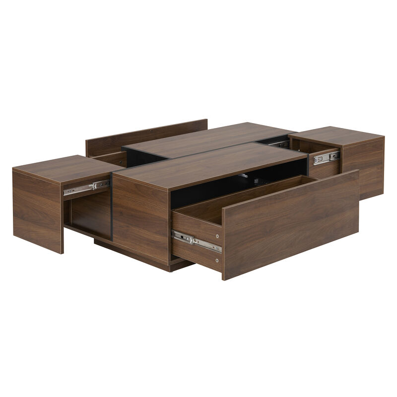 Merax Rectangular Sliding Top Coffee Table with 2 Drawers