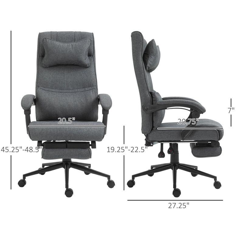 Gray Ergonomic Workstation: Reclining Desk Chair with Lumbar Support