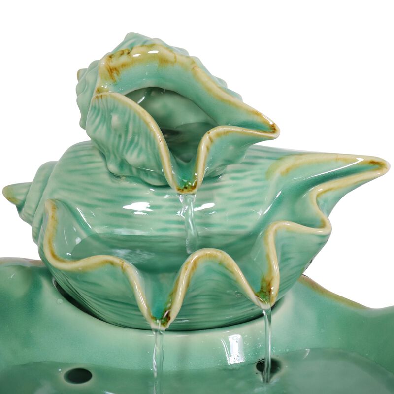 Sunnydaze Stacked Tiered Seashells Ceramic Indoor Water Fountain - 7 in