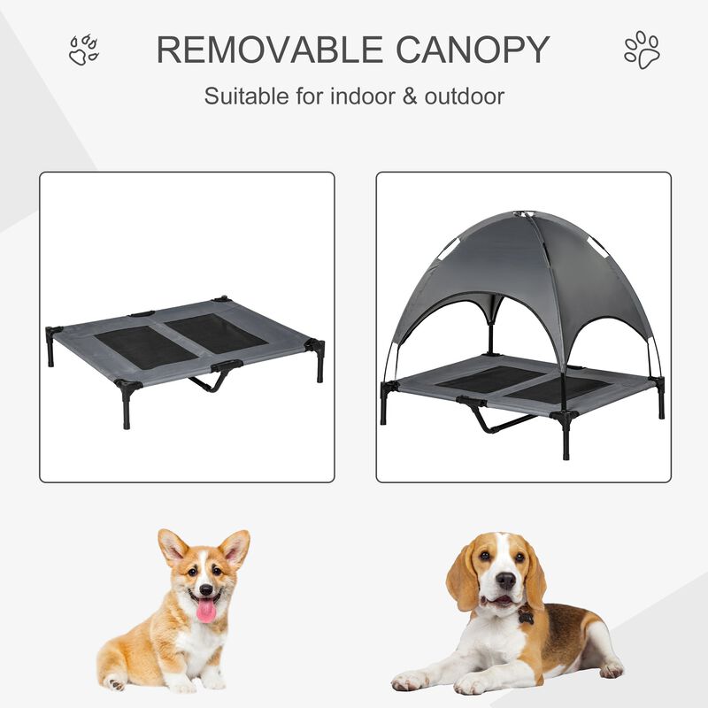 Portable Pup Oasis: 36" Elevated Dog Cot with Cooling Canopy
