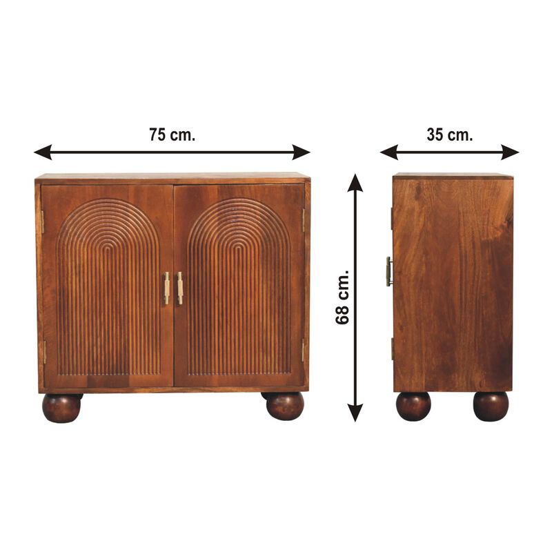 Chestnut Carved Solid Wood 2 Door Ball Cabinet