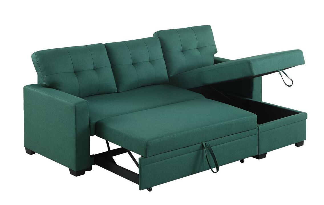 Upholstered Pull out Sectional Sofa with Chaise For Living Room