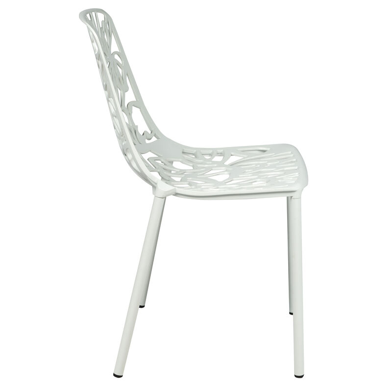 LeisureMod Devon Modern Aluminum Outdoor Dining Chair set of 2 in Red
