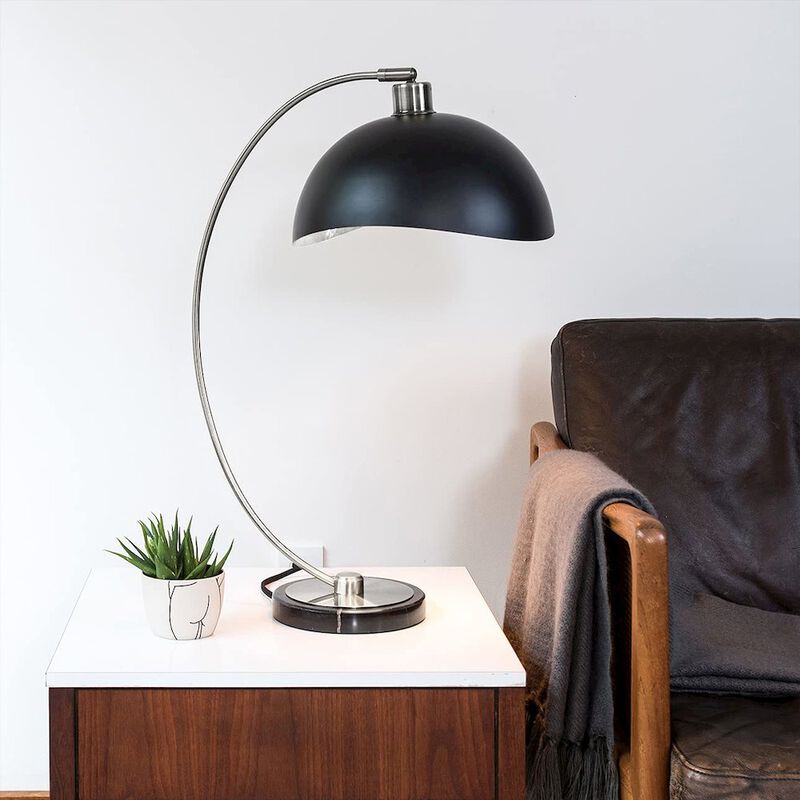 NOVA OF CALIFORNIA Luna Bella Table Lamp - Nickel/Matte Black/Silver Leaf