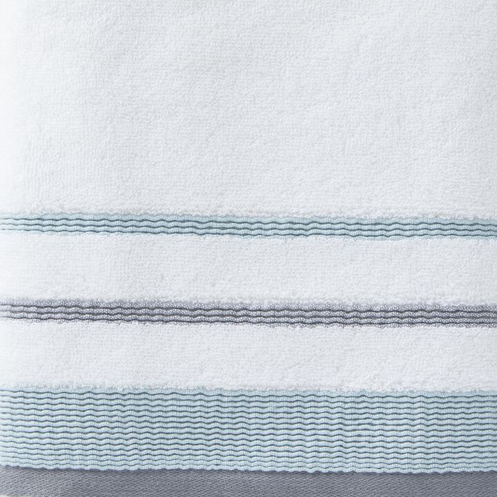 Saturday Knight Ltd Go Round Soft Terry And 2-Tone Striped Border Bath Towel - 27x50", White