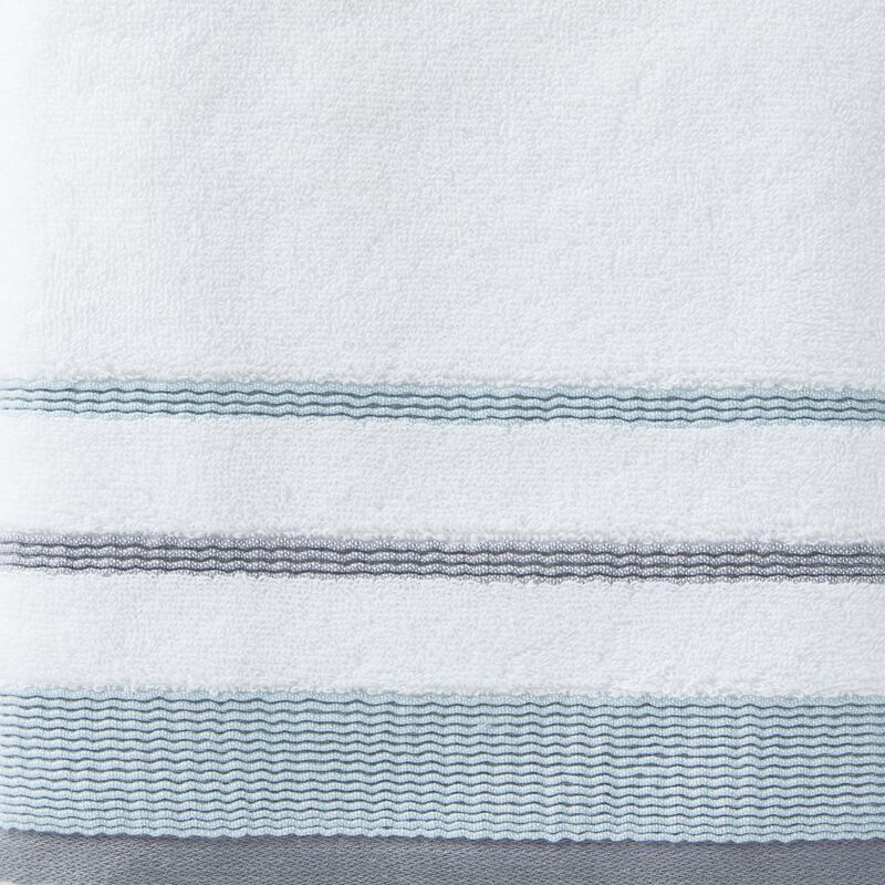 Saturday Knight Ltd Go Round Soft Terry And 2-Tone Striped Border Bath Towel - 27x50", White