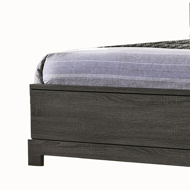 Wooden Queen Size Low Profile Size Bed with Bookcase Headboard