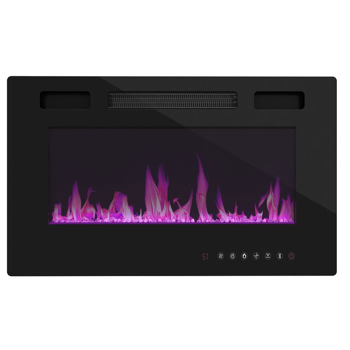 FUFU&GAGA Wall-Mount Electric Fireplace with Infrared Quartz, Remote Control Included, (30" W x 15.2" H x 4.1" D), Black