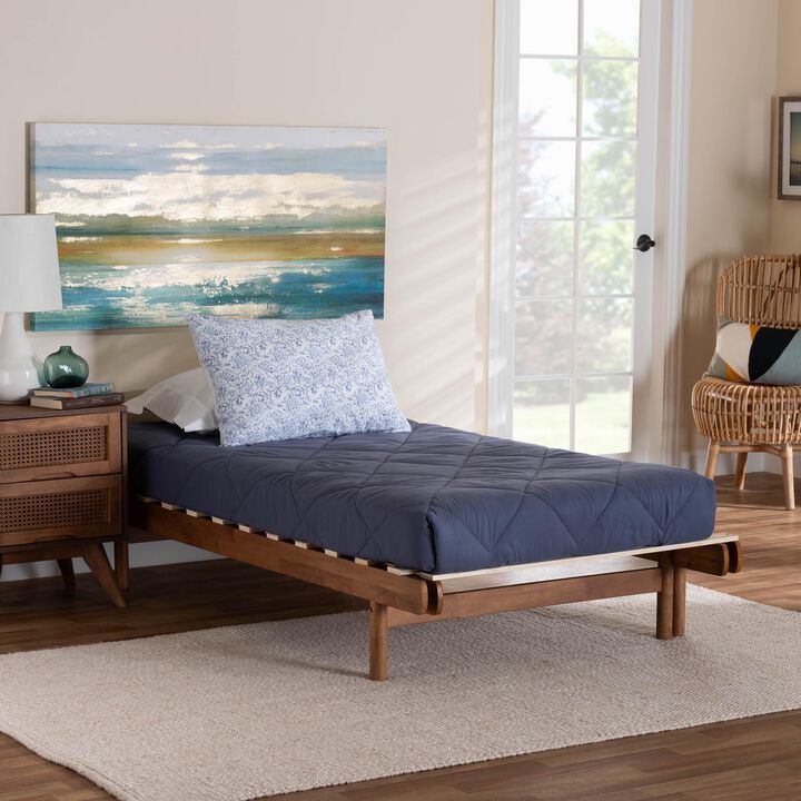 Baxton Studio Bolivia Mid Century Modern Walnut Brown Wood Expandable Twin To King Bed Frame