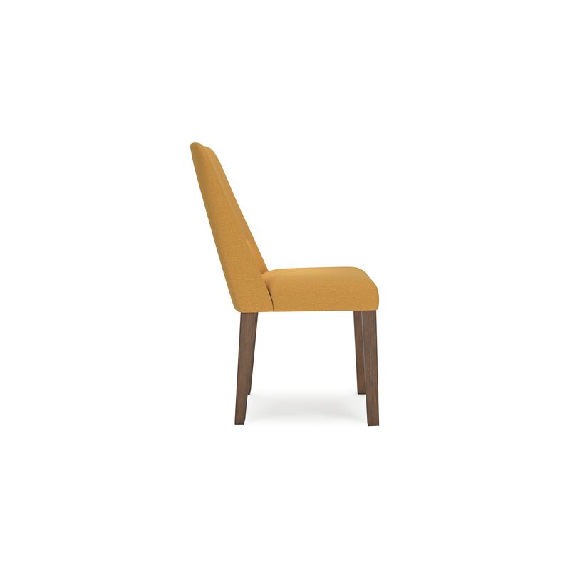 Jeyn Dining Side Chair Set of 2, Solid Hardwood, Yellow Polyester - Benzara