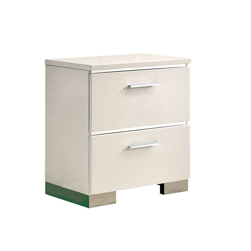 Streamdale High Gloss White Nightstand with USB Charger
