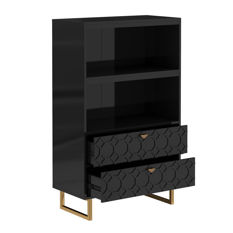 55.6 in. Tall Black Wood Display Bookcase Storage Organizer