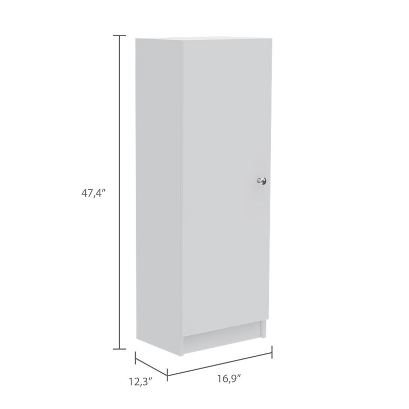 Belleria Single Door Pantry With Four Interior Shelves - White