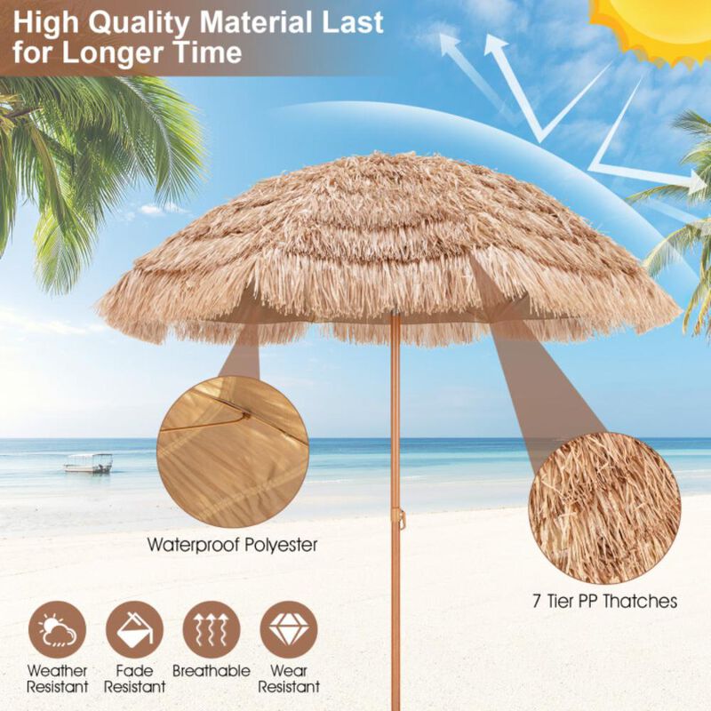 Hivvago 7.2 Feet Patio Thatched Tiki Umbrella Hawaiian Hula Beach Umbrella