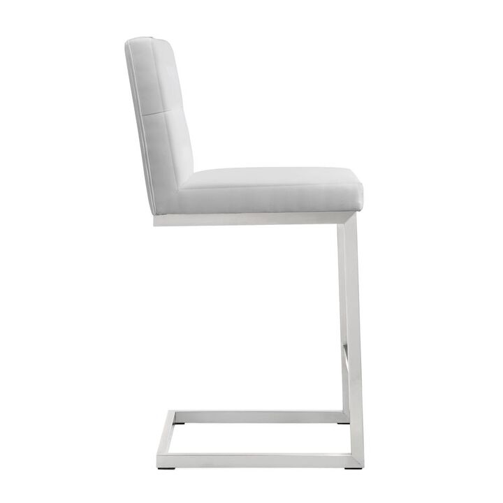 Belen Kox White Stainless Steel Counter Stool Set, Belen Kox