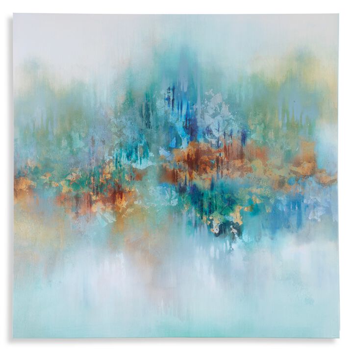 36 x 36 Modern Wall Art Painting, Giclee Frameless Canvas, Green Brown