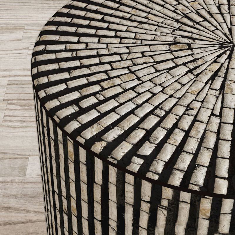 Global Archive Handcrafted Capiz Shell Terrazzo Modern Accent End Table