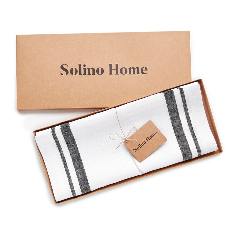 Solino Home 100% Pure Linen Table Runner | French Stripe for Spring & Easter