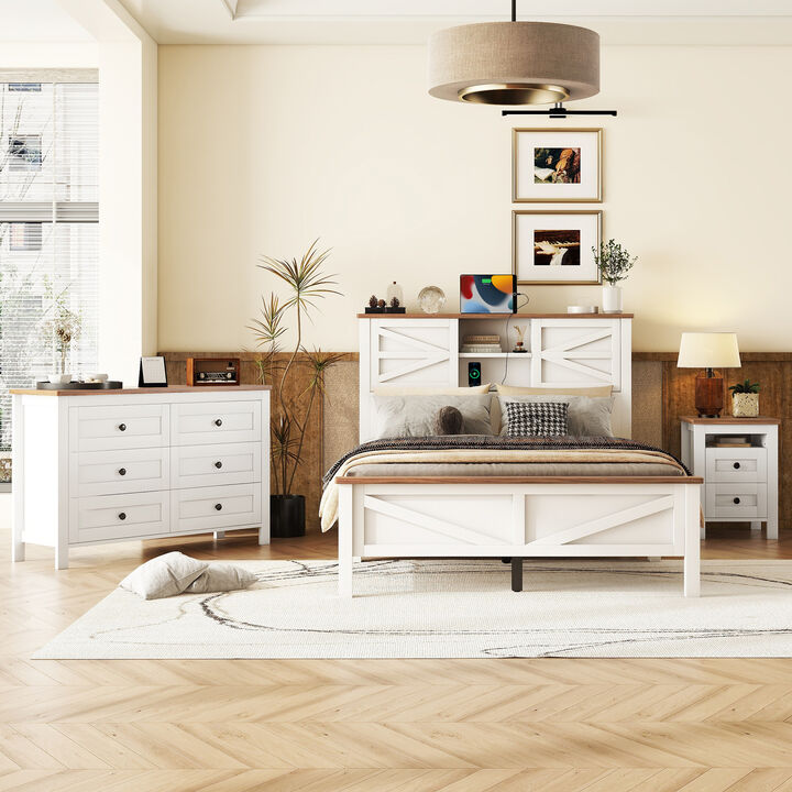 Merax Platform Bed Nightstand and Dresser Bedroom Sets