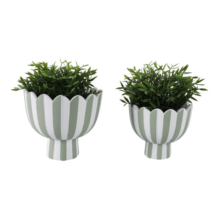 Scallop Edge Striped Planters Set