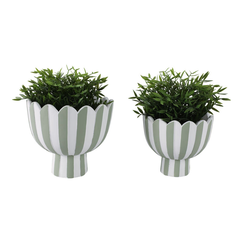 Scallop Edge Striped Planters Set