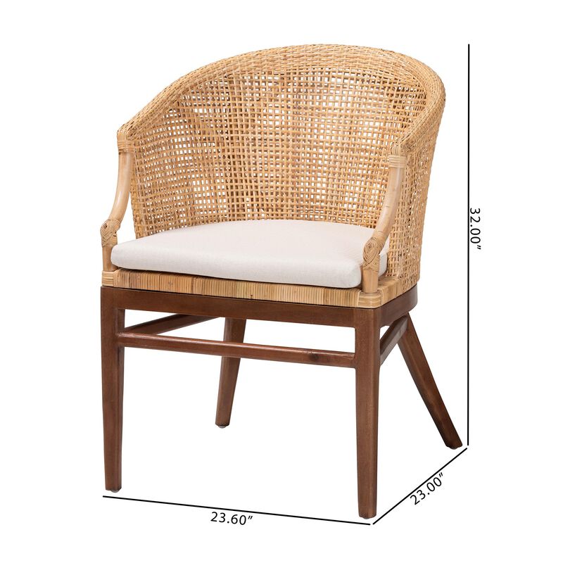 bali & pari Lumajang Bohemian Light Honey Rattan and Wood 2 Piece Dining Chair Set