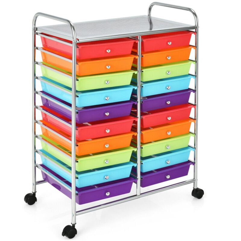 Hivvago 20 Drawers Rolling Storage Cart Studio Organizer