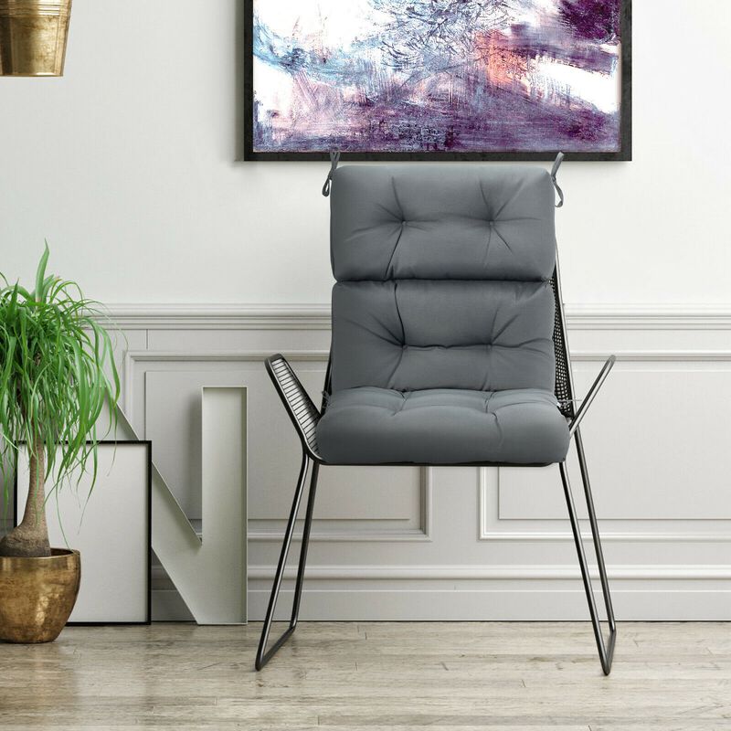 Tufted Patio High Back Chair Cushion with Non-Slip String Ties