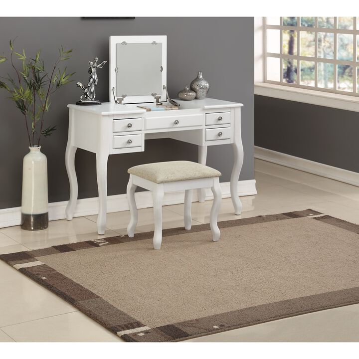 White Vanity Set with Stool and Unique Legs