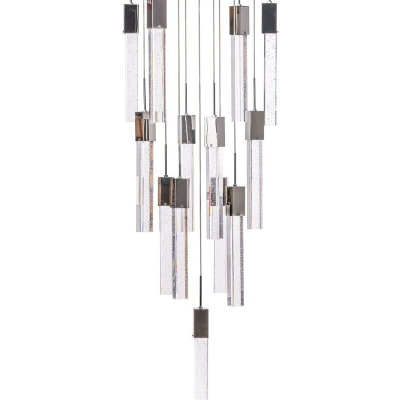 Sparkling Night Chandelier Chrome Metal and Acrylic 13 LED Light Dimmable Extra Large