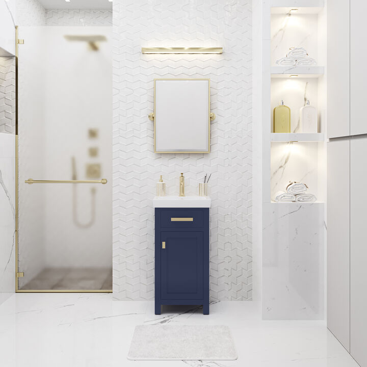 Mia 18 In. Integrated Ceramic Sink Top Bath Vanity in Monarch Blue