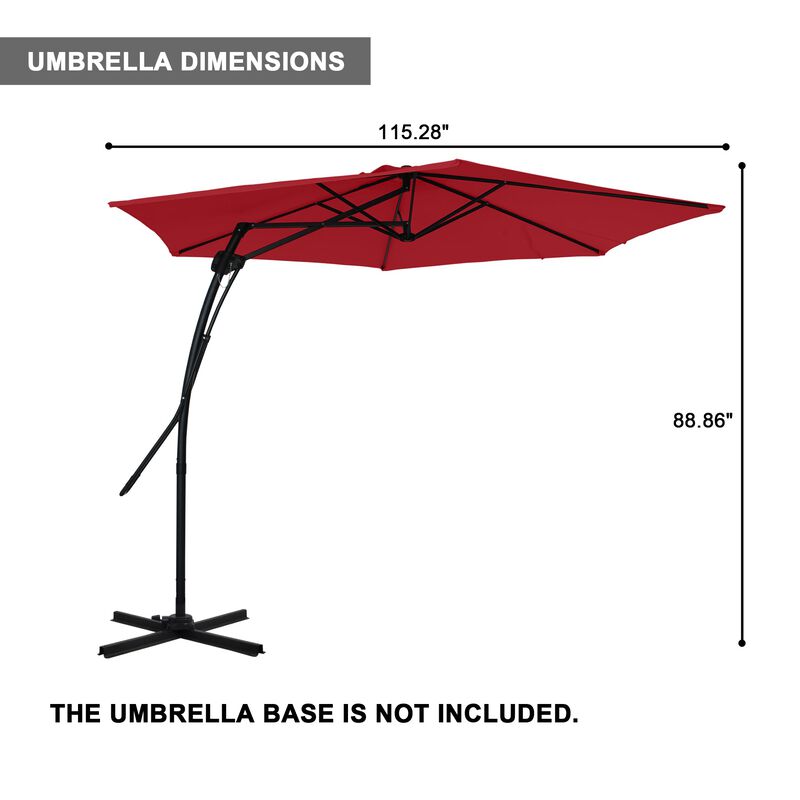 Mondawe 10 ft. Square Cantilever Outdoor Market Umbrella with 360-Degree Swivel Footrest
